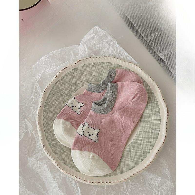Spring and Summer Lightweight Children's Cartoon Bear Short Socks That Don't Come Off and Prevent Slipping Off - Shallow-angled Boat-shaped Socks