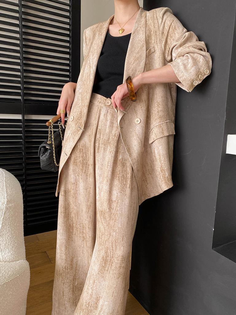 Sijan Early Spring New Arrivals Linen Blend High Intelligence Old Money Drip Suit Jacket Wide Leg Pants Set Sn