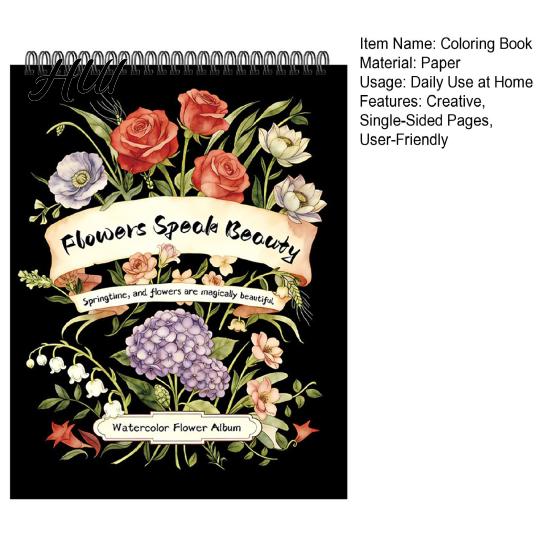 Adult Coloring Book Floral for Adults Students Stress Relief Pages Single-Sided Crayon Safe Top Spiral Bound Creative Art Therapy Colored Pencils