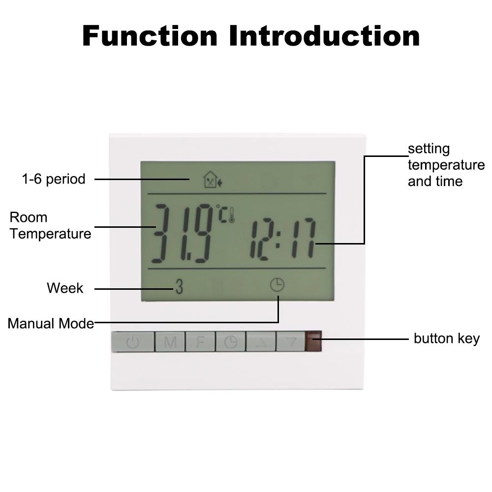 Gas Boiler Heating Thermostat 3A Weekly Programmable Room Temperature Controller Battery Powered Gas Boiler Warm Floor Controller