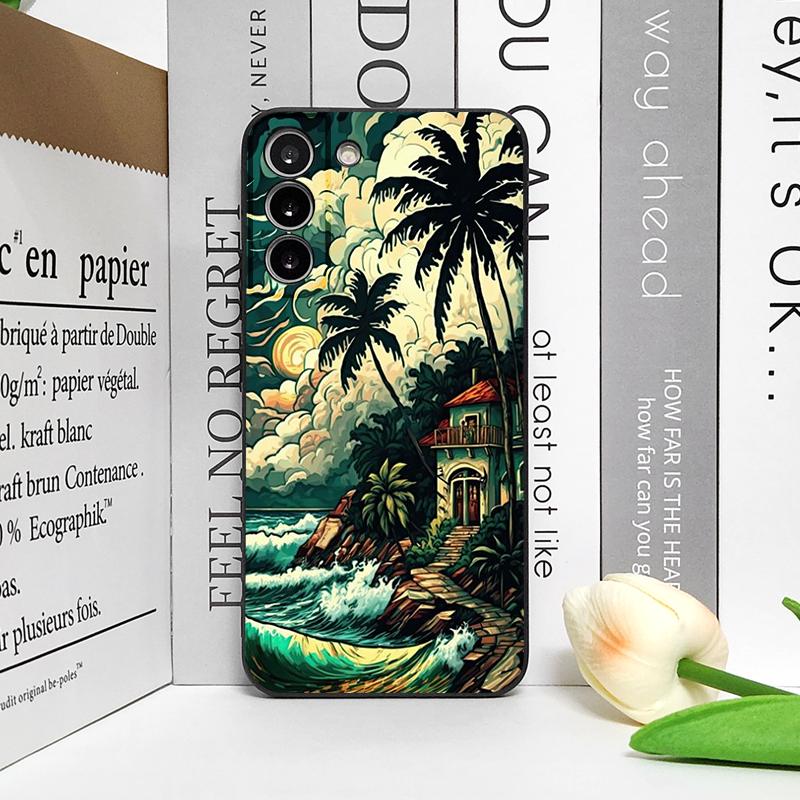 Lustige Kokospalme am Meer Küstenlandschaft Handyhülle für Google Pixel 9A 8 A 7A 6 A 7 PRO 8 9 Pro XL 5G Stoßfest Weiche Hülle