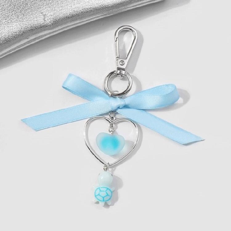 Versatile Ribbon Pearls Bowknot Key Rings with Turtles Pendant Charming Keychain Accessory for Backpacks and Purses