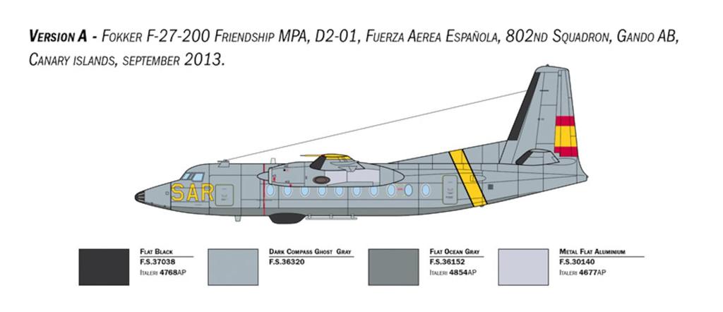 Platz Italeri 1/72 Scale Spanish Fokker F-27 Anti-Submarine Patrol Aircraft Plastic Model Kit IT1455 (Airplane)