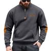 New Autumn/Winter Heavyweight Fleece-Lined Men's Patchwork Zipped Stand-Up Collar Sweatshirt for Outdoor Sports