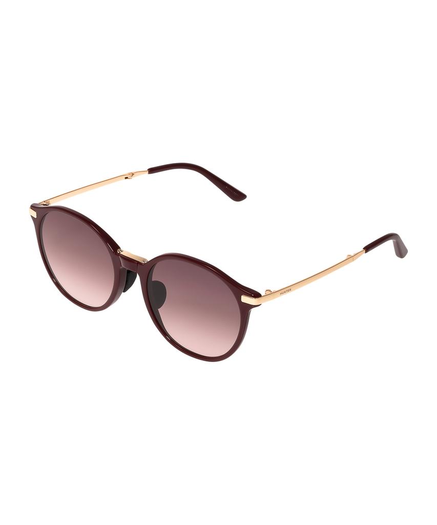 Heonteoaiweeo [Unisex] Round Folding Sunglasses - Burgundy Htc34