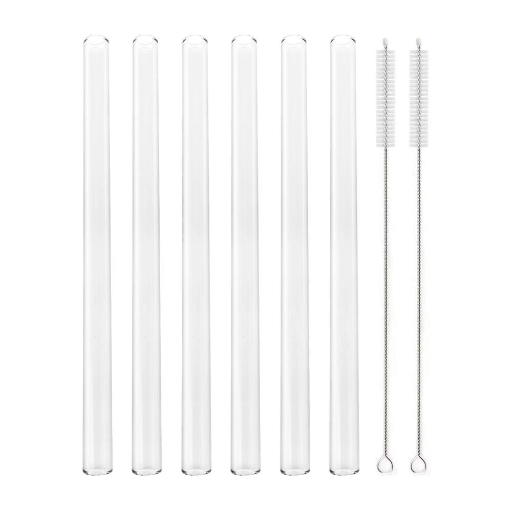 

6Pcs 200*12mm Reusable Glass Straws Eco-friendly Drinking Straws for Smoothie Milkshakes Tea Juice Cocktail Straw with Brush 6Pcs Transparent