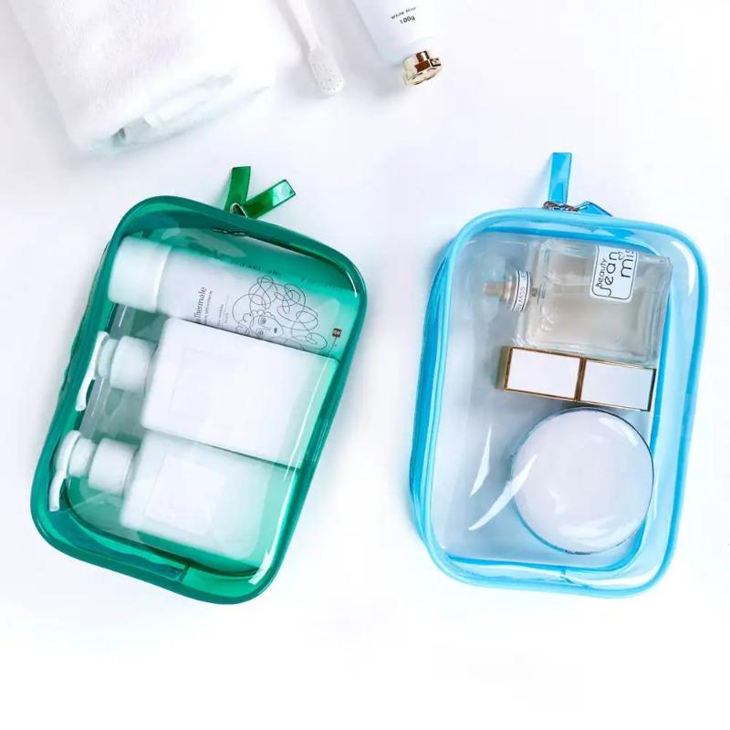 Geantă de depozitare pentru călătorie, pungi cosmetice din PVC impermeabile, huse transparente, capacitate mare, fermoar din plastic, geantă de spălare portabilă, pungă de machiaj
