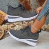 Fashion Women's Hot Pink Crystal Knitted Sneakers Autumn 2025 Shiny Rhinestone Wedge Heels Vulcanize Shoes Woman Platform Casual Shoes