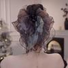 Gifts Retro Organza Flower Hair Clip Luxurious Ribbon Mesh Hair Clip Rhinestones Back of Head Hair Accessory