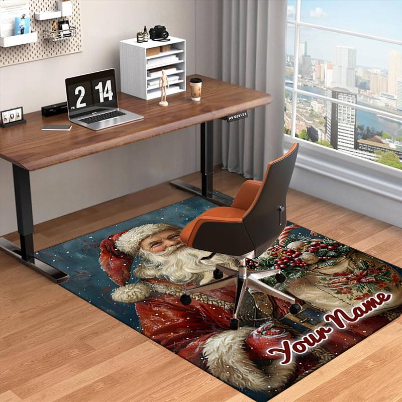 1PC Custom Name Christmas Spirit In Red Suit Theme Floor Mat Ideal for Living Room, Game Rooms, Office, Bedroom,Floor Mat Playful Design151
