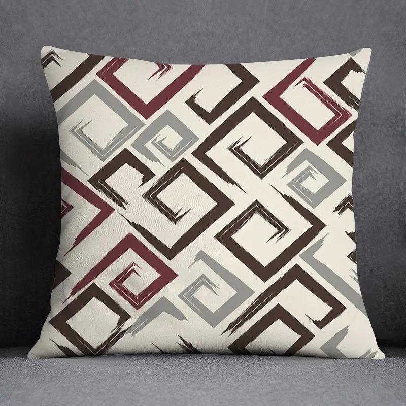Dark Red Geometric Pattern Pillowcase Car Ornaments Office Living Room Home Pillowcase