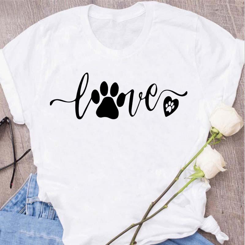 Womens Black Dog Claw Printed Tshirt Leopard Love Printed Christmas Reindeer Design Short Sleeve Casual Holiday Tshirt