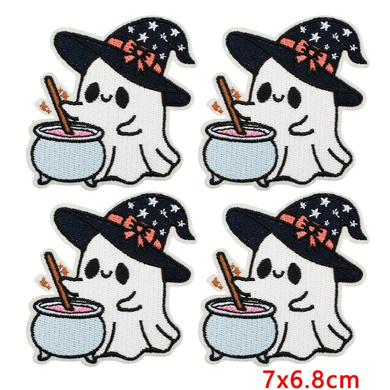 10pcs Lots Horrible Pumpkin Head Iron On Embroidered Patches For Clothes Jackets Hats Sew Cartoon Ghost On Stickers Badges 
