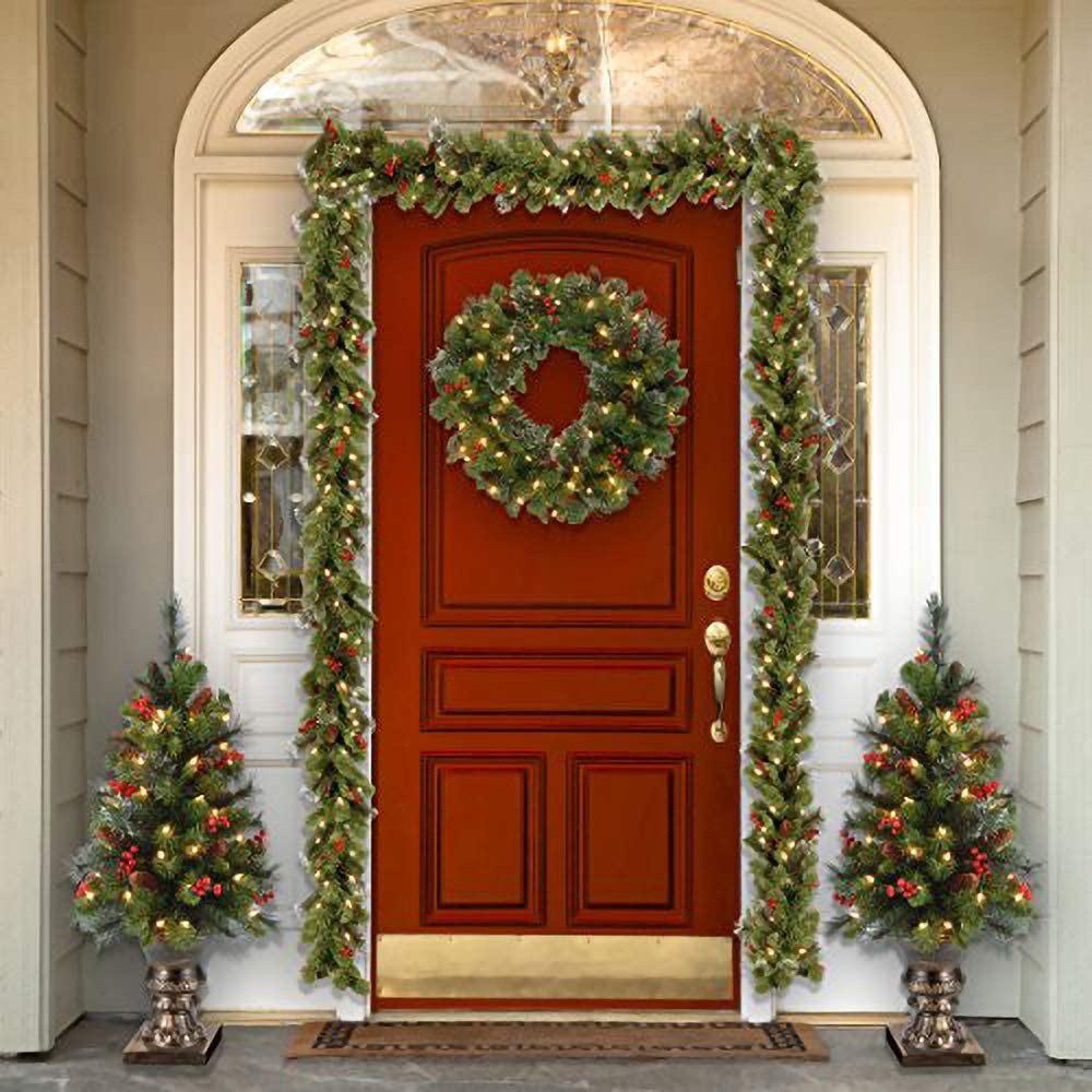 Handmade Christmas Wreath with Red Berry Florals - Door and Window Hanging Decoration