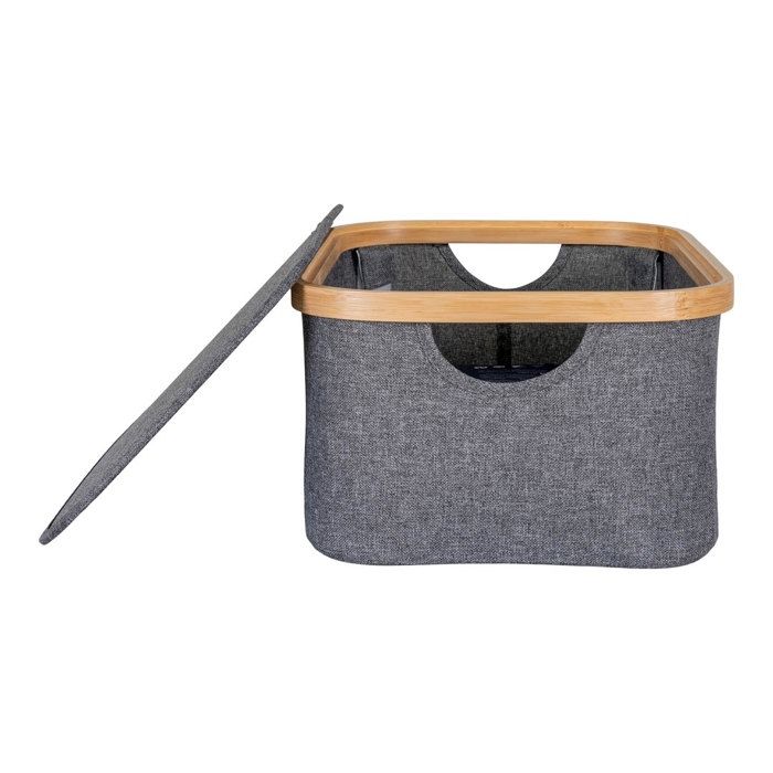 Dark Grey Bamboo Basket 38 X 26 X 16 Cm