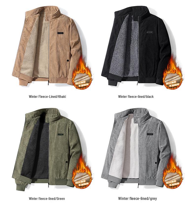 Herren Winterjacke mit Fleecefutter - Stehkragen, Lässige Oberbekleidung für alle Altersgruppen
