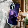Phone Case: 2D Flat Design Suitable for iPhone 18, 17, 16, 15, 14, 13 Pro Film Protective Case, Couple Style, Starry Black Cat, Christmas and Hallowee