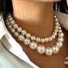 European & American Retro Double Layer Clavicle Pearl Necklace Set