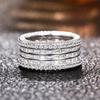 Huitan Brilliant Wedding Engagement Rings for Women Full Inlaid CZ Aesthetic Exquisite Finger Accessories Delicate Party Jewelry