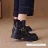 Huge Good-looking Soft Leather Platform British Martin Boots Women's French Short Boots Black Velvet Boots