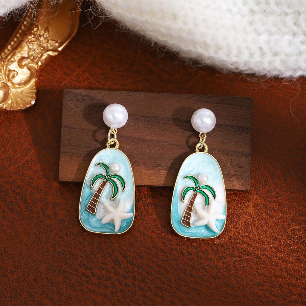 French Color Oil Drop Flower Pearl Stud Earrings Mori Fresh And Sweet Earrings Light Luxury Design Earrings Women