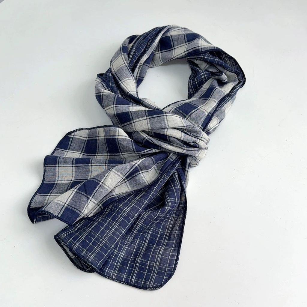 Retro britský styl bavlněný kostkovaný šátek oboustranný módní preppy šátky venkovní šátek na ochranu před sluncem