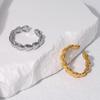 Trendy European & American Stainless Steel Rings - Fashionable Open Heart in 18k Gold Titanium.