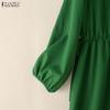 ZANZEA Women Casual V-Neck Solid Color Long Sleeve Loose Dress