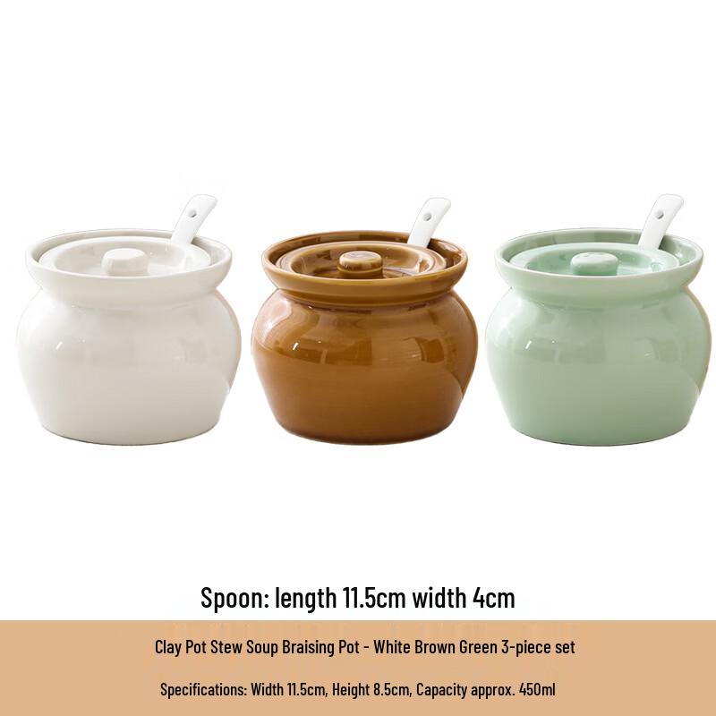 RuHan Ceramic 450ml Water-Sealed Stew Pot 3-Pack Set коричневый