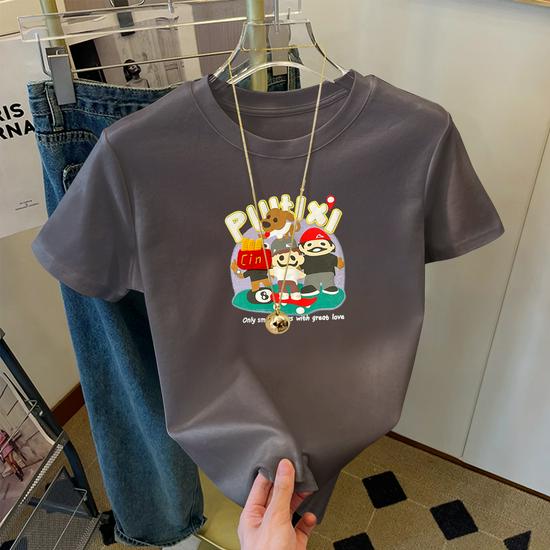 

Women s Black Short-Sleeve Retro T-Shirt - Versatile, Fashionable, Age-Reducing Summer Top XL