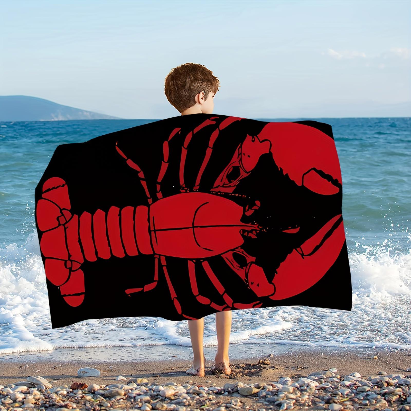 

Crawfish Print Sand-Proof Beach Towel, Ultra Absorbent Quick-Dry Soft for Swimming Camping Yoga W40*H60(CM)