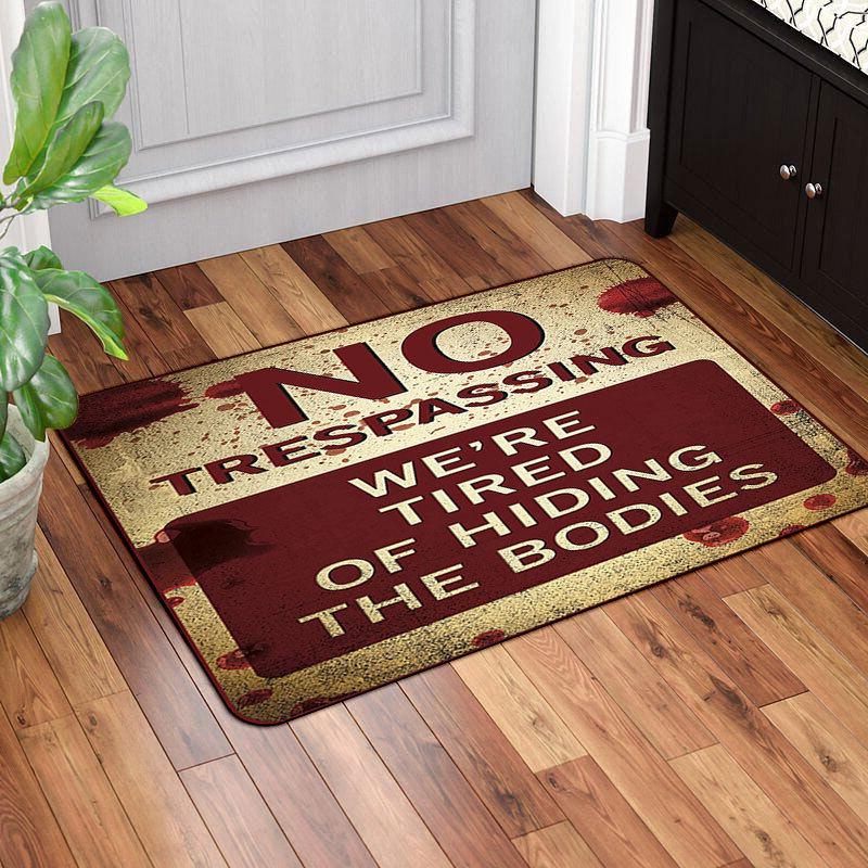 Vintage Warning Sign Carpet Mat Area 51 Rug No Trespassing Grunge Retro Design Cattle Dog Home Decoration Floor Mats Welcome Mat