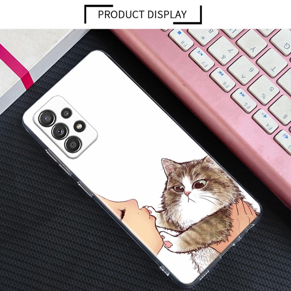Cute Cat Don't Kiss Me Clear Case For Samsung Galaxy A52 5G A53 A72 A53 A73 A51 A33 A32 A41 A22 A23 Soft Phone Cover