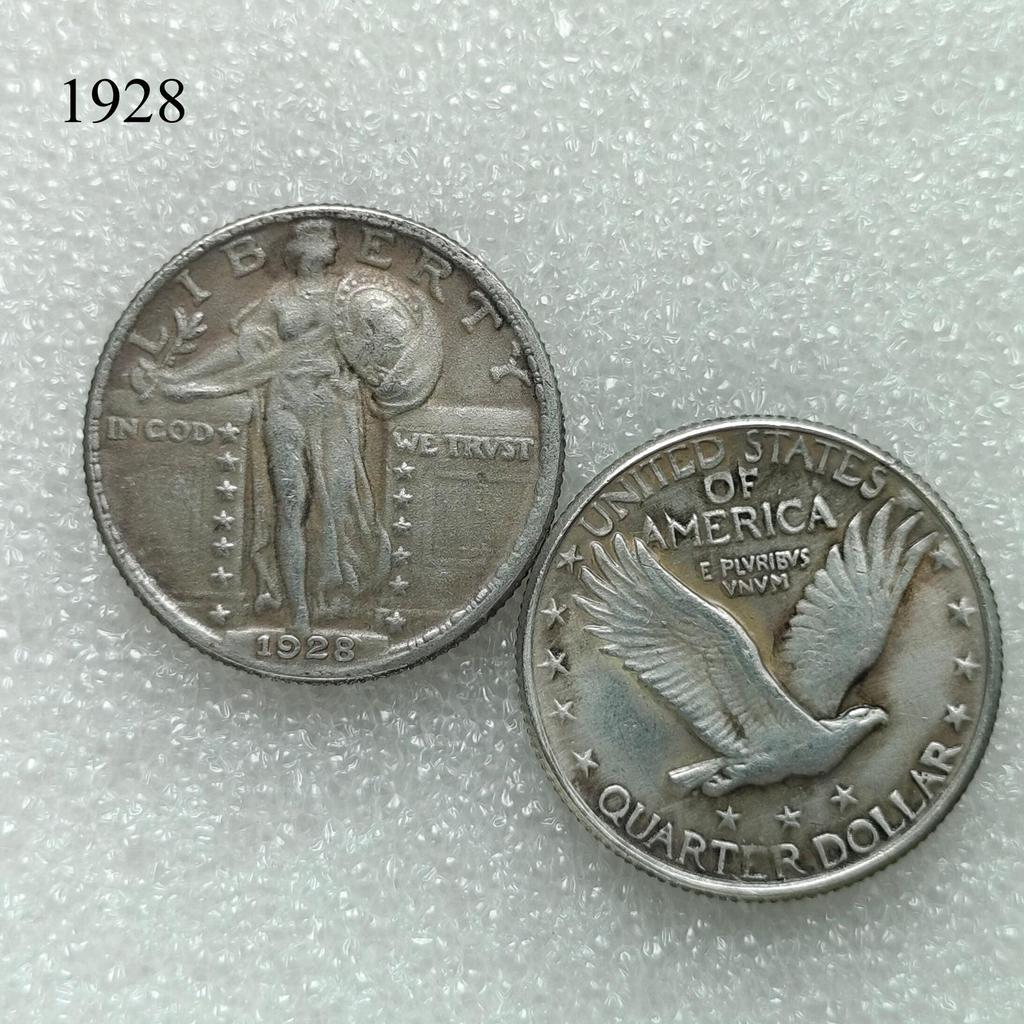 Antique American Liberty 25 Cents Coin, 1916-1930, Optional Brass or Silver Plated