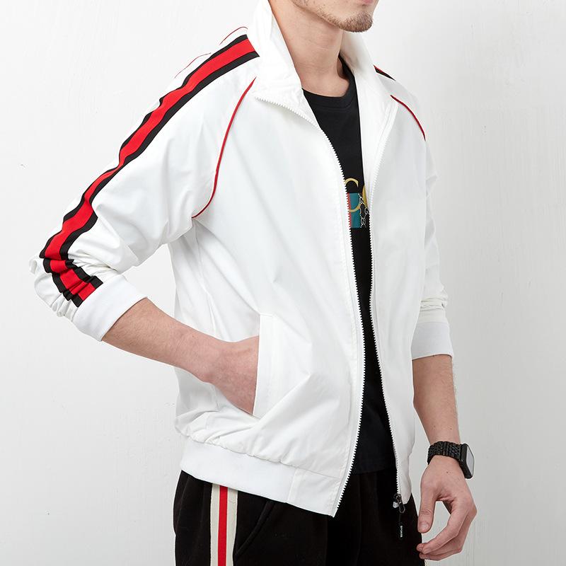 Bunda Pánská Stojáček Podzim a Zima Nová Pánská Korejská Edice Mládež Ležérní Osobnost Všestranná Pruhovaná Bunda