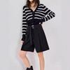 Autumn Women's V-neck Long Sleeved Sweater Striped Knitted Sweater Cardigan Design Sense