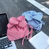 Cute Plaid Flower Crossbody Bag Portable Ins Shoulder Bag Casual Flower Drawstring Bag  Travel