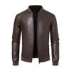 Men Motorcycle Jacket Autumn Men Stand Collar Pu Leather Coats Windproof Outerwear Casual Faux Leather Coat