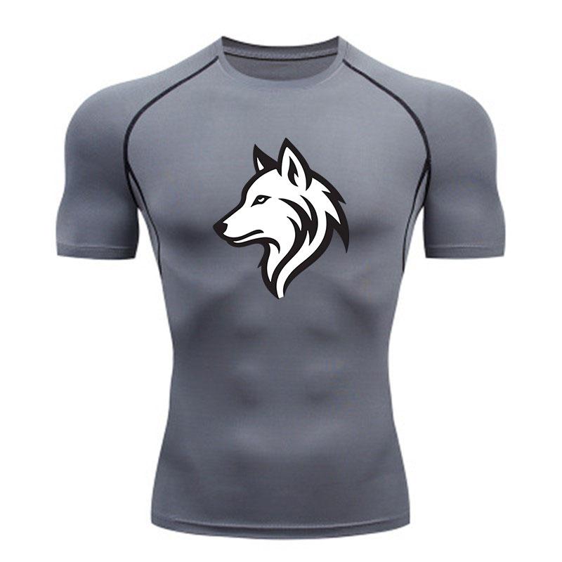 Men's Quick Dry Compression Athletic T-Shirt, Stylish Wolf H