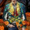 Men's Corduroy Blazer Jacket with Pockets Halloween Themed Print Warm Casual Suit Coat Cardigan for Men