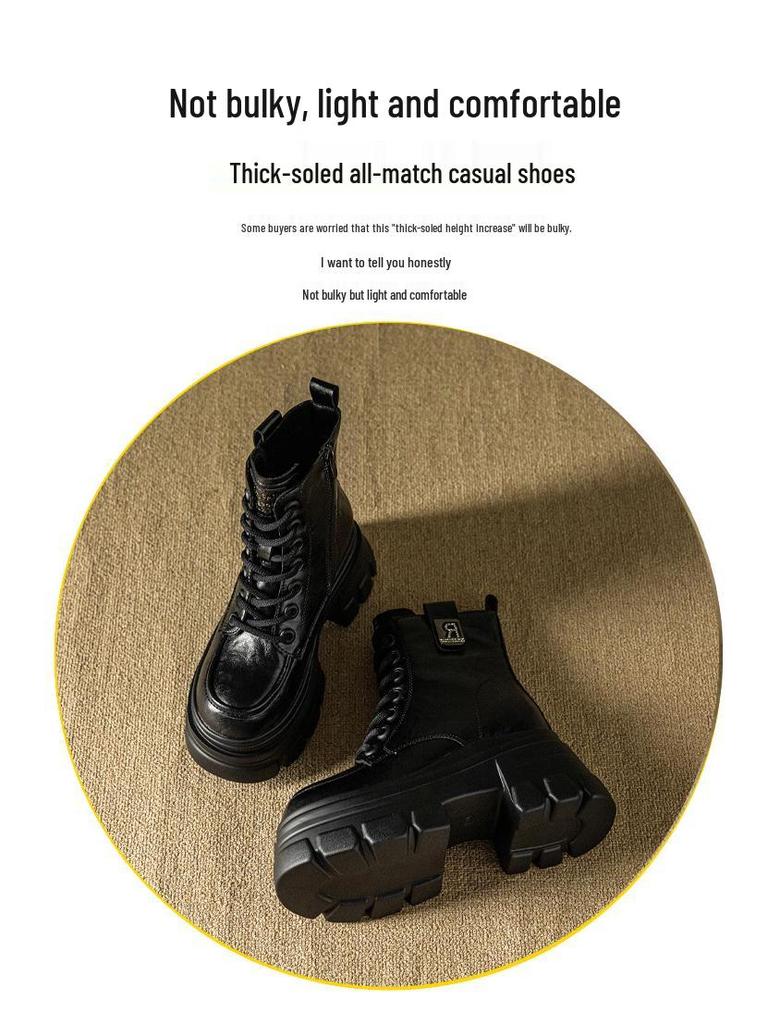 Women's Chunky Heel Martin Boots - 2025 Autumn/Winter British Style Buckle Motorcycle Ankle Boots, Round Toe