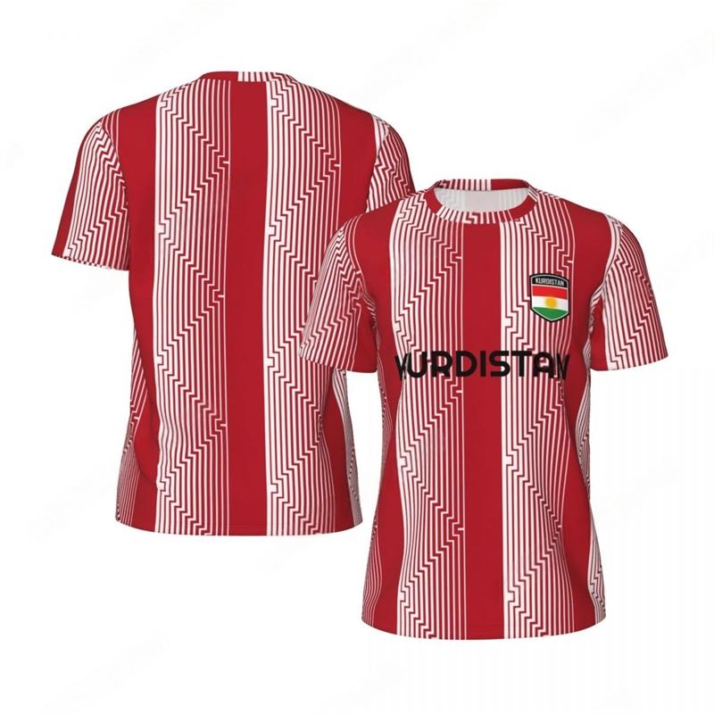 KURDISTAN Stampa 3D Sportiva Asciugatura Rapida Traspirante Maglietta da Uomo Abbigliamento Estivo a Manica Corta Maglia da Calcio per Esterno Maglia da Tifoso di Club