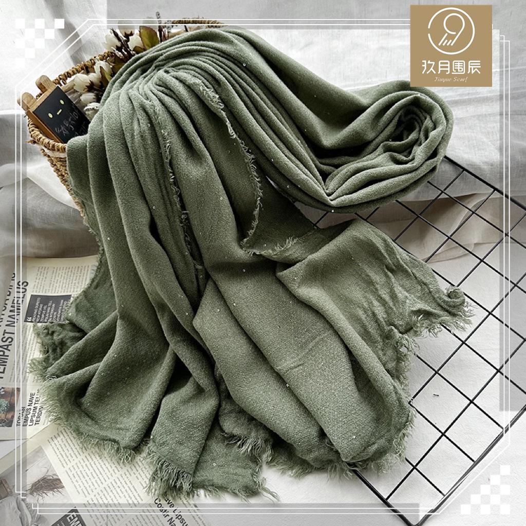 Source Retro dirty dyed sequined acrylic scarf women's four seasons are easy to match medium and long soft headscarf fringed shawl