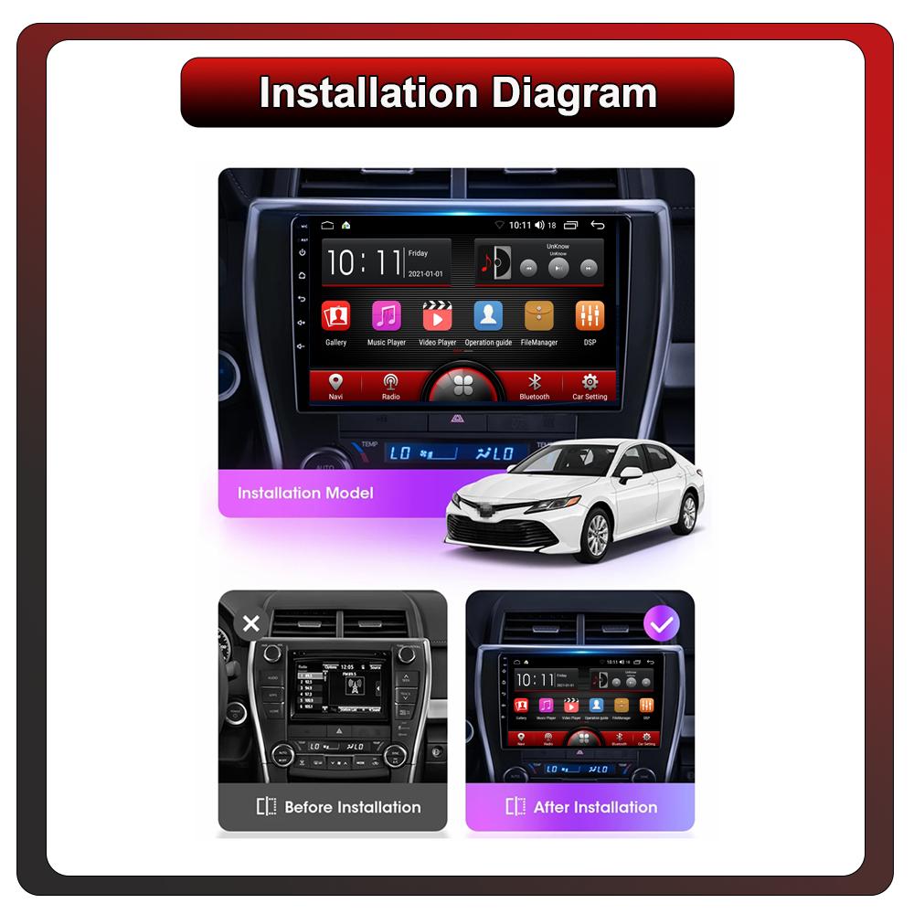 2Din Android Car-Play Car Radio,Toyota Camry V50 2012-2014,Multimedia Player Head Unit Stereo GPS Navigation BT WIFI,1+16GB