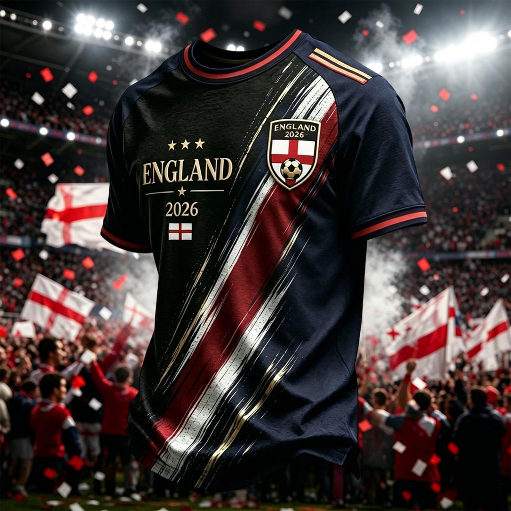 Men's Casual Lightweight Breathable Short Sleeve Crew Neck T-Shirt England 2026 Printed Design Comfortable Fit Sportswear