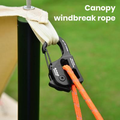 Zeltseilspanner mit Karabinerhaken, Lanyard-Einsteller, kompakte Größe, tragbar, universell, selbstsichernder Zeltseilspanner, Outdoor-Ausrüstungswerkzeug