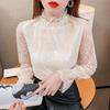2025 Autumn/Winter Women's Elegant Chiffon Blouse: Korean & European Style, Plus Velvet, Thickened Lace Shirt