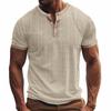 Mens Casual Breathable Loose Short Sleeve Henley Summer T Shirt