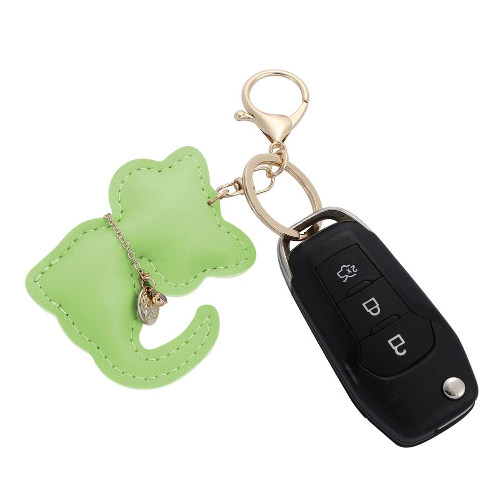 Tonecraft Cat Key Holder, Simple, Orthodox, Bag Charm, Popular, Stylish, Cute, Cat, PU Leather, Squishy, Green (light Green)