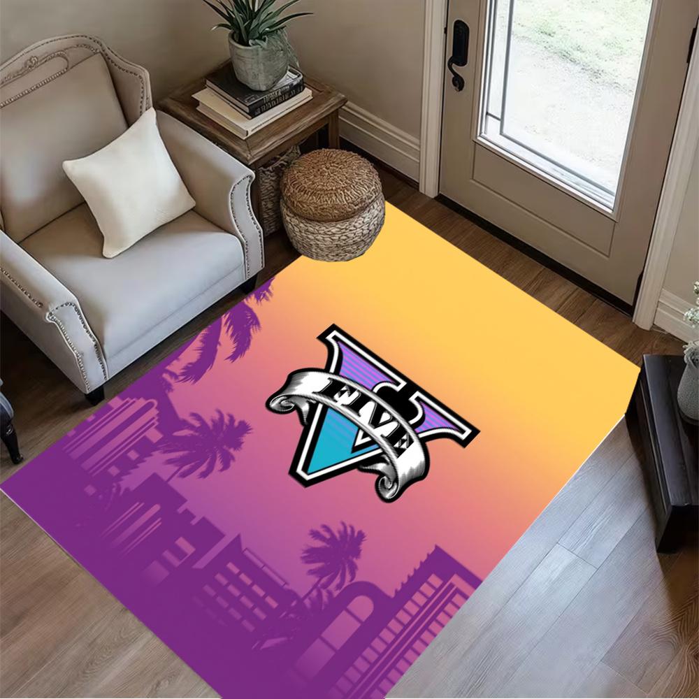Grand Theft Auto Neon Vice City Game Art Floor Rug Office Rug Perfect For Outdoor Hallway Playrooms Entryway Antislip Carpet Decorate Offices